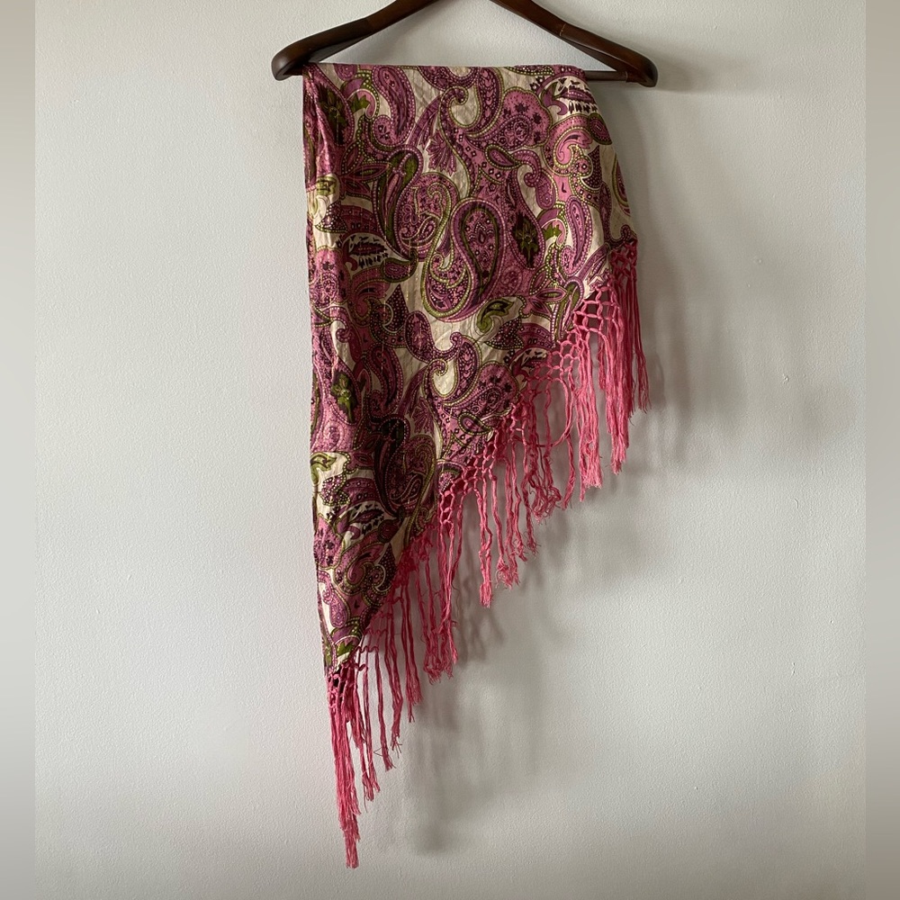 Retro double-sided fringe scarf, shawl, wrap,